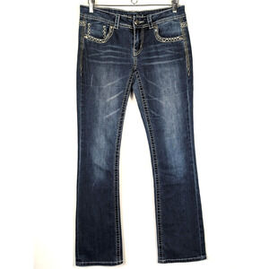 Maurices Womens Jeans 5/6 Regular Straight Dark Wash Denim Mid Rise Stretch